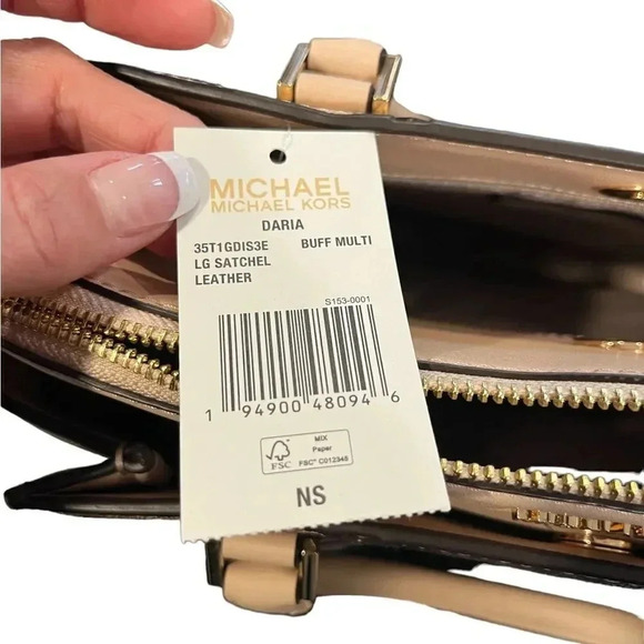 NWT Michael Kors Daria Buff Leather Diamond Pattern Large Satchel Bag Purse - Picture 4 of 16